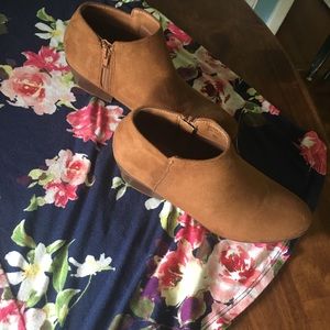 Brown suede booties
